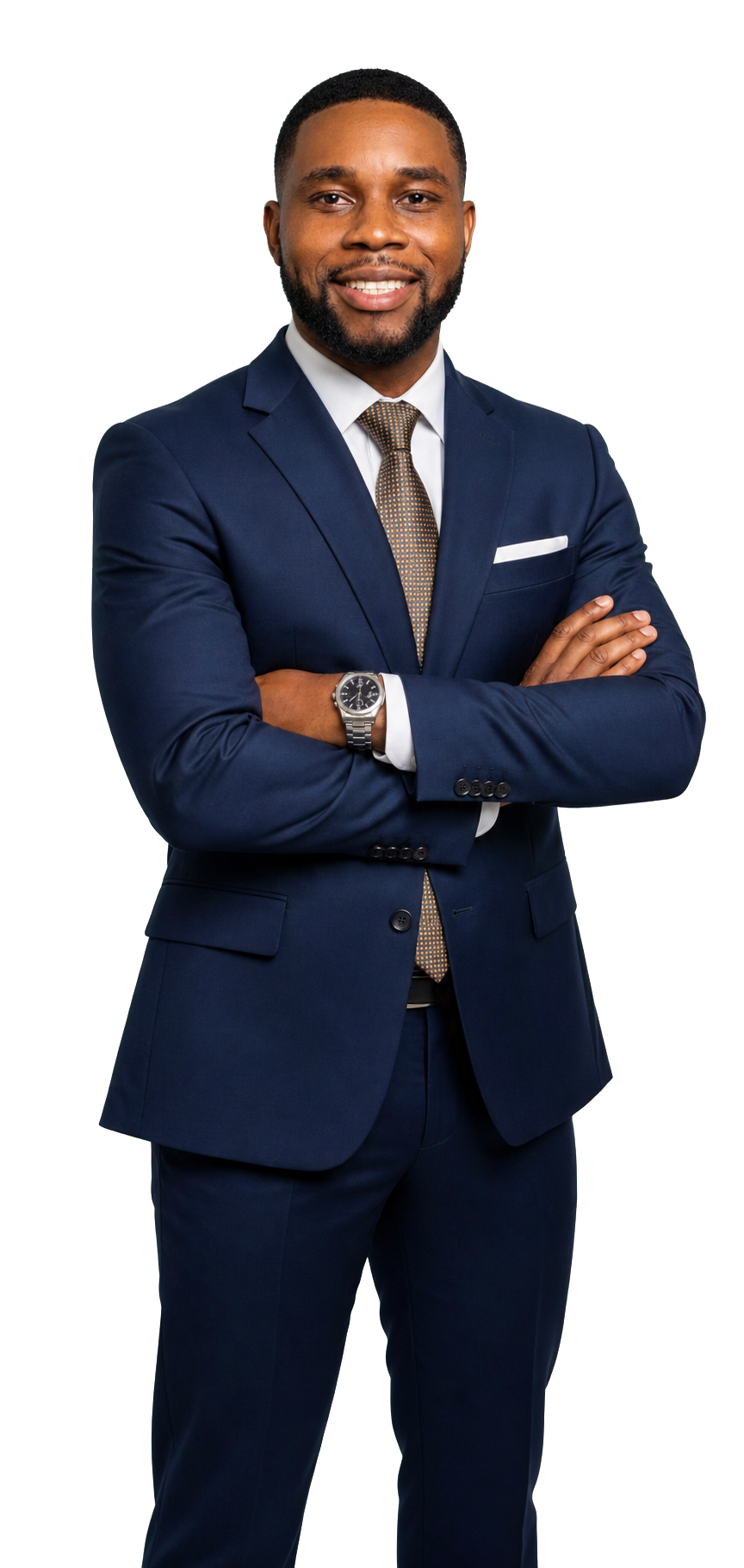 Bernard Benario Ahodia in a navy suit