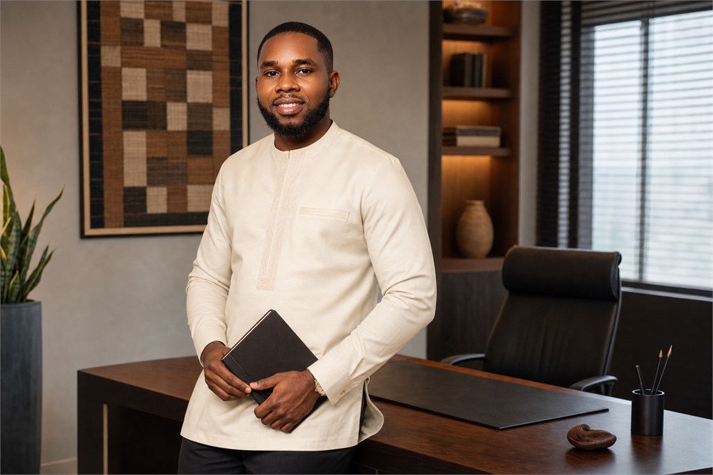 Bernard in traditional African executive attire