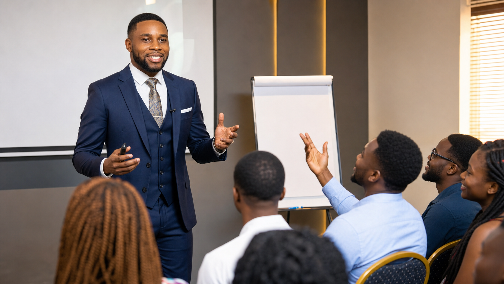 Bernard leading an interactive leadership session